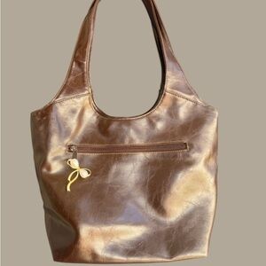 Y2K Brown Leather Tote Bag